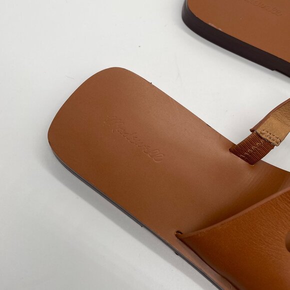 New Madewell Gabi Asymmetric Strap Sandal Warm Coffee Leather Slide Thong Sz 9 - Picture 7 of 9